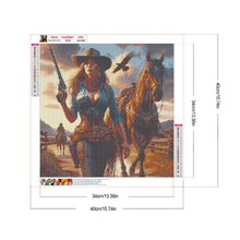 Load image into Gallery viewer, Cowboy Cool Girl And Horse 40*40CM Full Round Drill Diamond Painting Drill Diamond Painting
