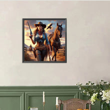 Load image into Gallery viewer, Cowboy Cool Girl And Horse 40*40CM Full Round Drill Diamond Painting Drill Diamond Painting
