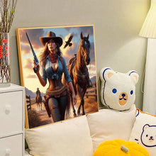 Load image into Gallery viewer, Cowboy Cool Girl And Horse 40*40CM Full Round Drill Diamond Painting Drill Diamond Painting
