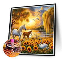 Load image into Gallery viewer, Horse In Sunflower Field 40*40CM Full Round Drill Diamond Painting Drill Diamond Painting
