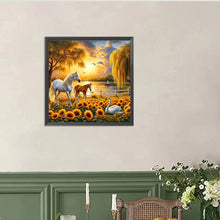 Load image into Gallery viewer, Horse In Sunflower Field 40*40CM Full Round Drill Diamond Painting Drill Diamond Painting
