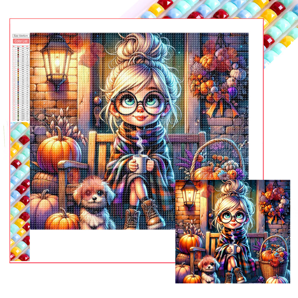 Pumpkin Girl 50*45CM Full Square Drill Diamond Painting Drill Diamond Painting