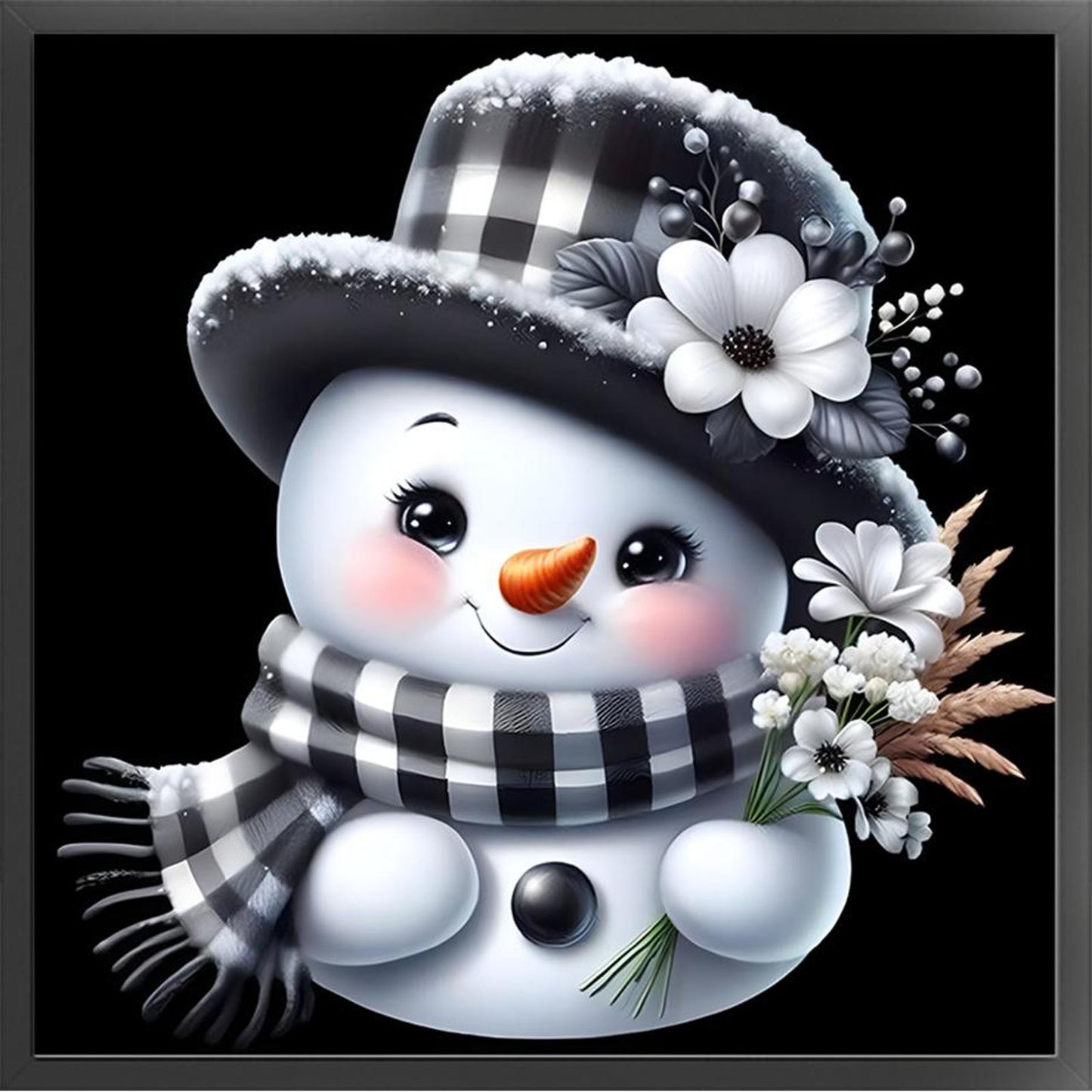 Cute Snowman - Full 11CT Stamped Cross Stitch 45x45CM - Huacan