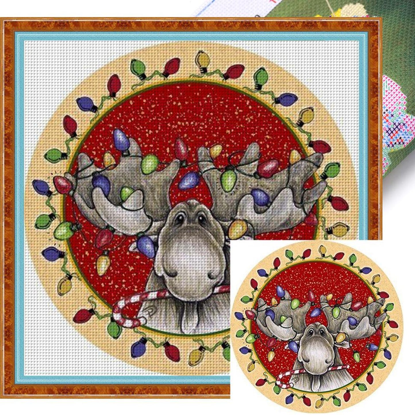 Cute Elk - Full 18CT Stamped Cross Stitch 20x20CM - Huacan