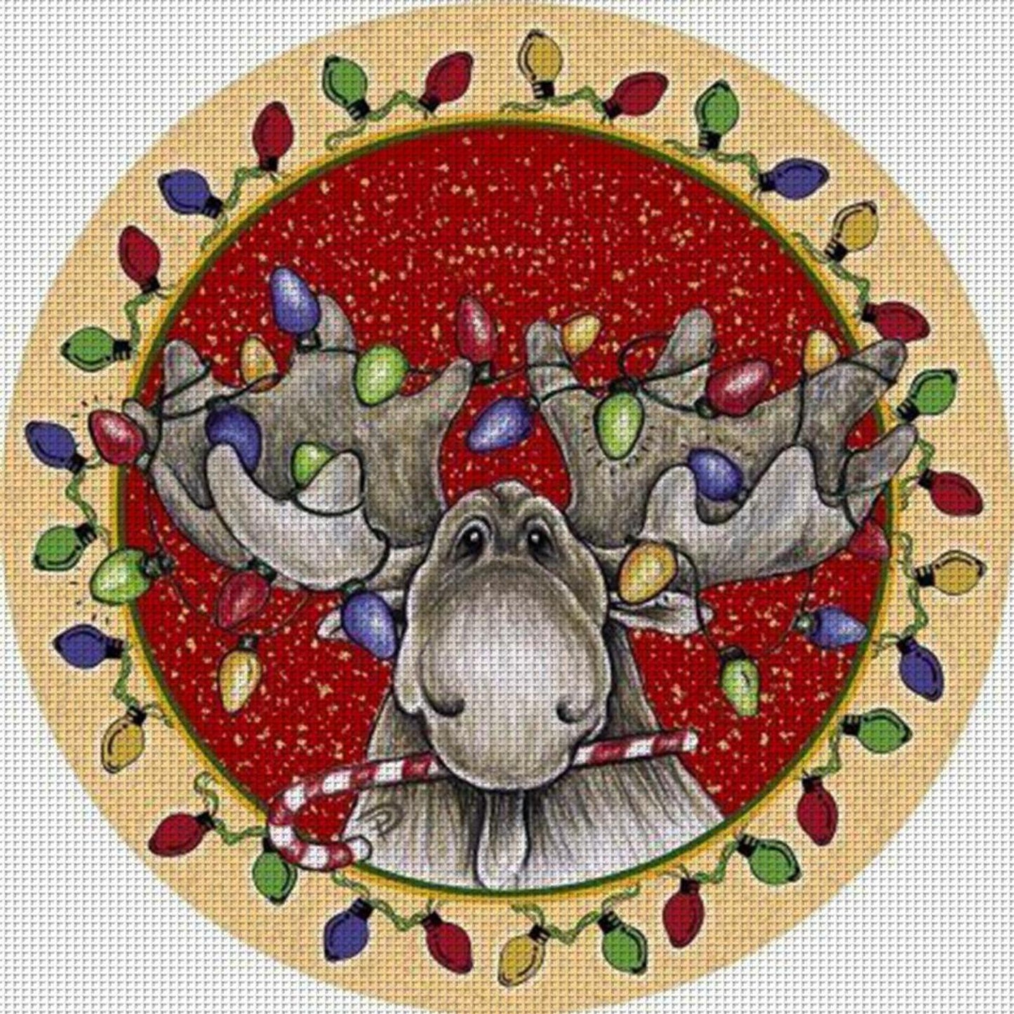 Cute Elk - Full 18CT Stamped Cross Stitch 20x20CM - Huacan
