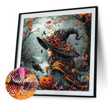 Load image into Gallery viewer, Halloween Witch Crow Pumpkin 40*40CM Full Round Drill Diamond Painting Drill Diamond Painting
