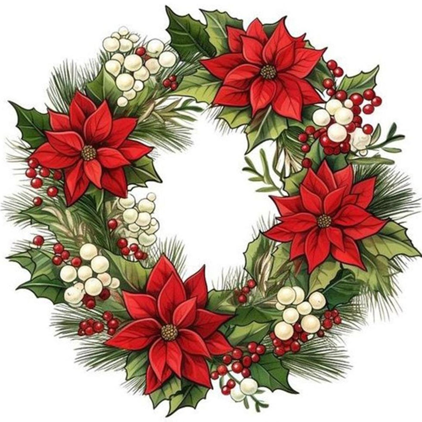 Christmas Wreath - Full 11CT Counted Cross Stitch 40x40CM - Huacan
