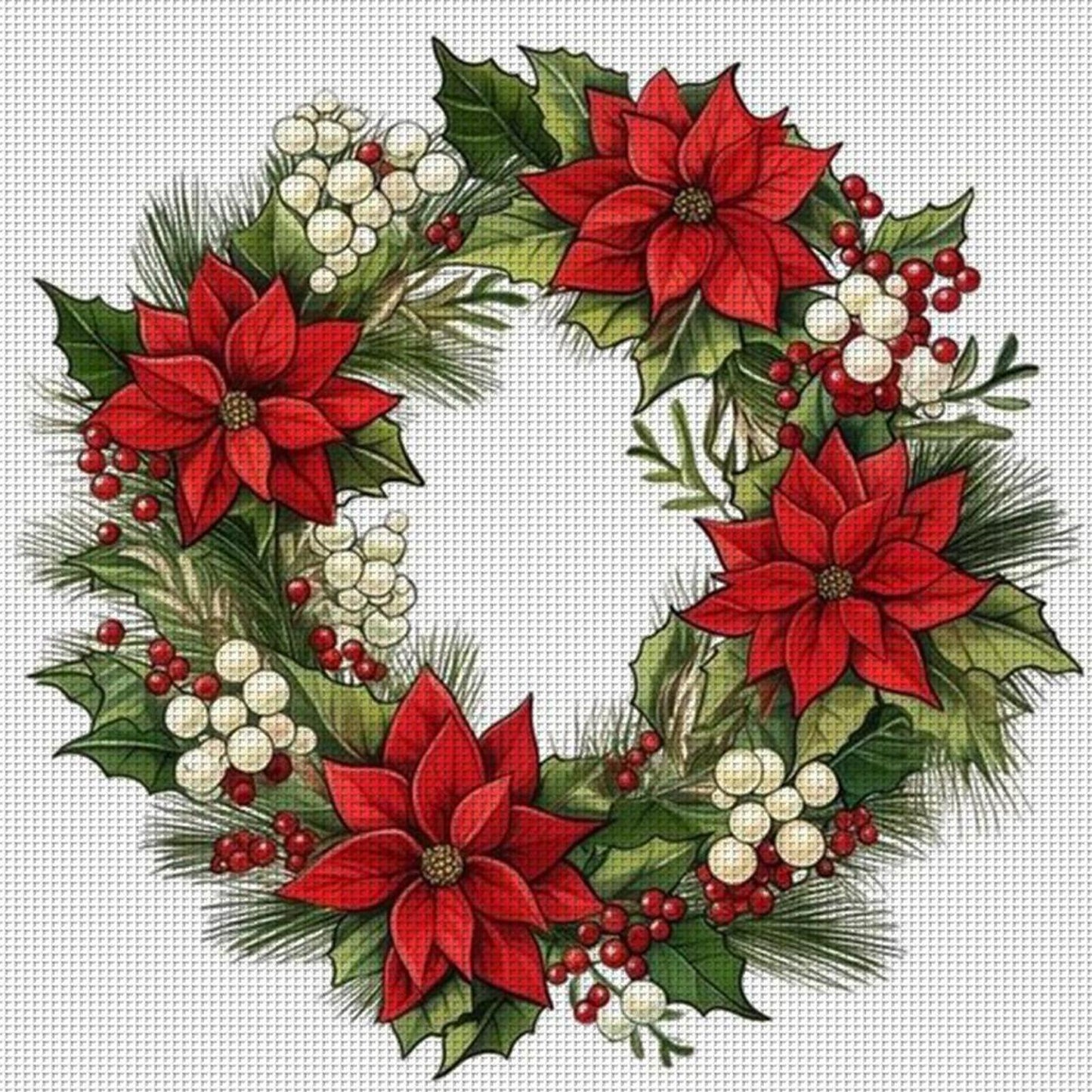 Christmas Wreath - Full 11CT Counted Cross Stitch 40x40CM - Huacan