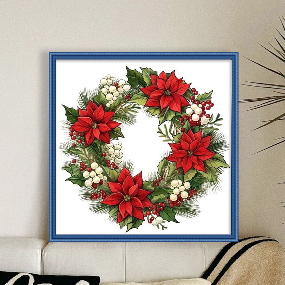 Christmas Wreath - Full 11CT Counted Cross Stitch 40x40CM - Huacan