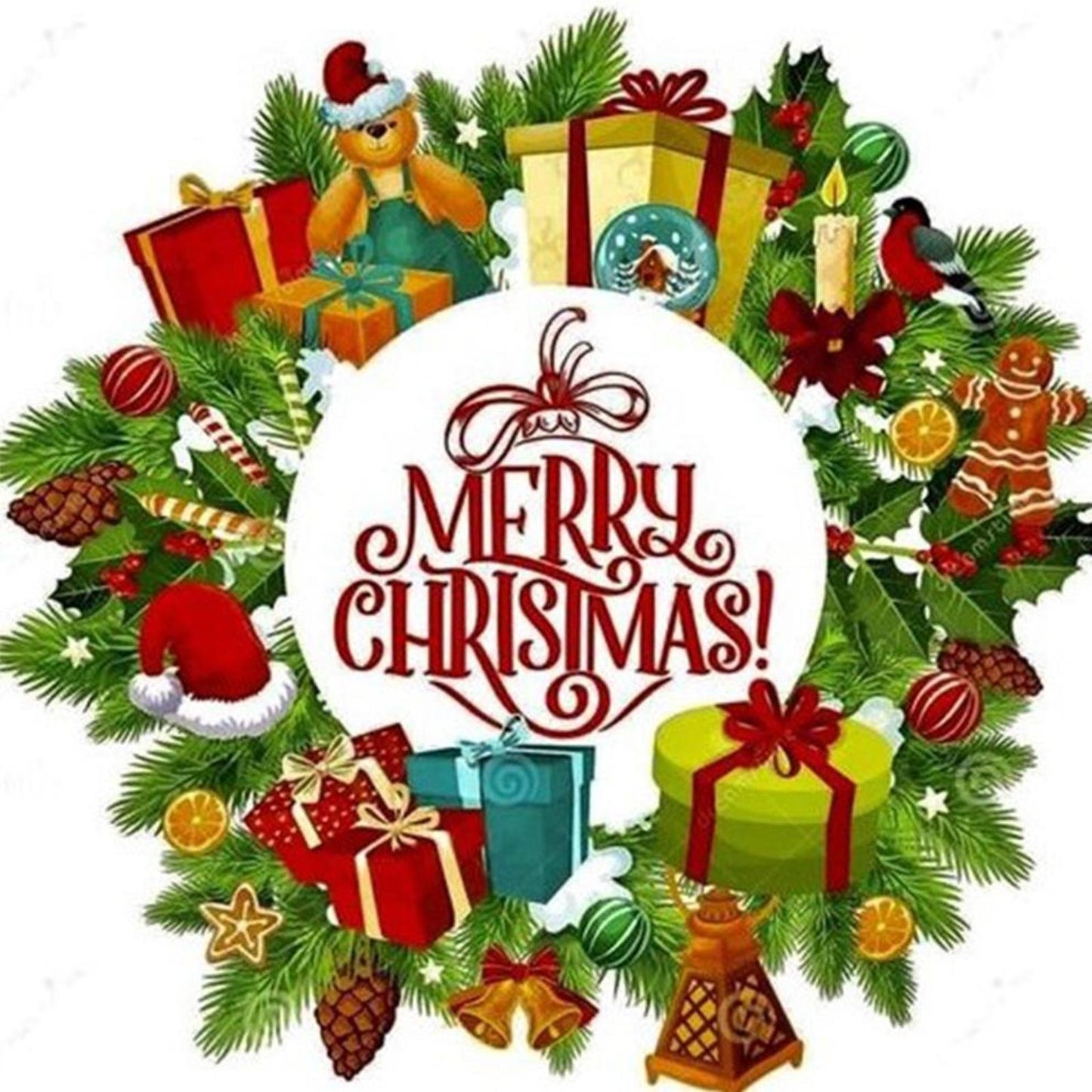 Christmas Wreath And Gift Boxes - Full 11CT Counted Cross Stitch 40x40CM - Huacan