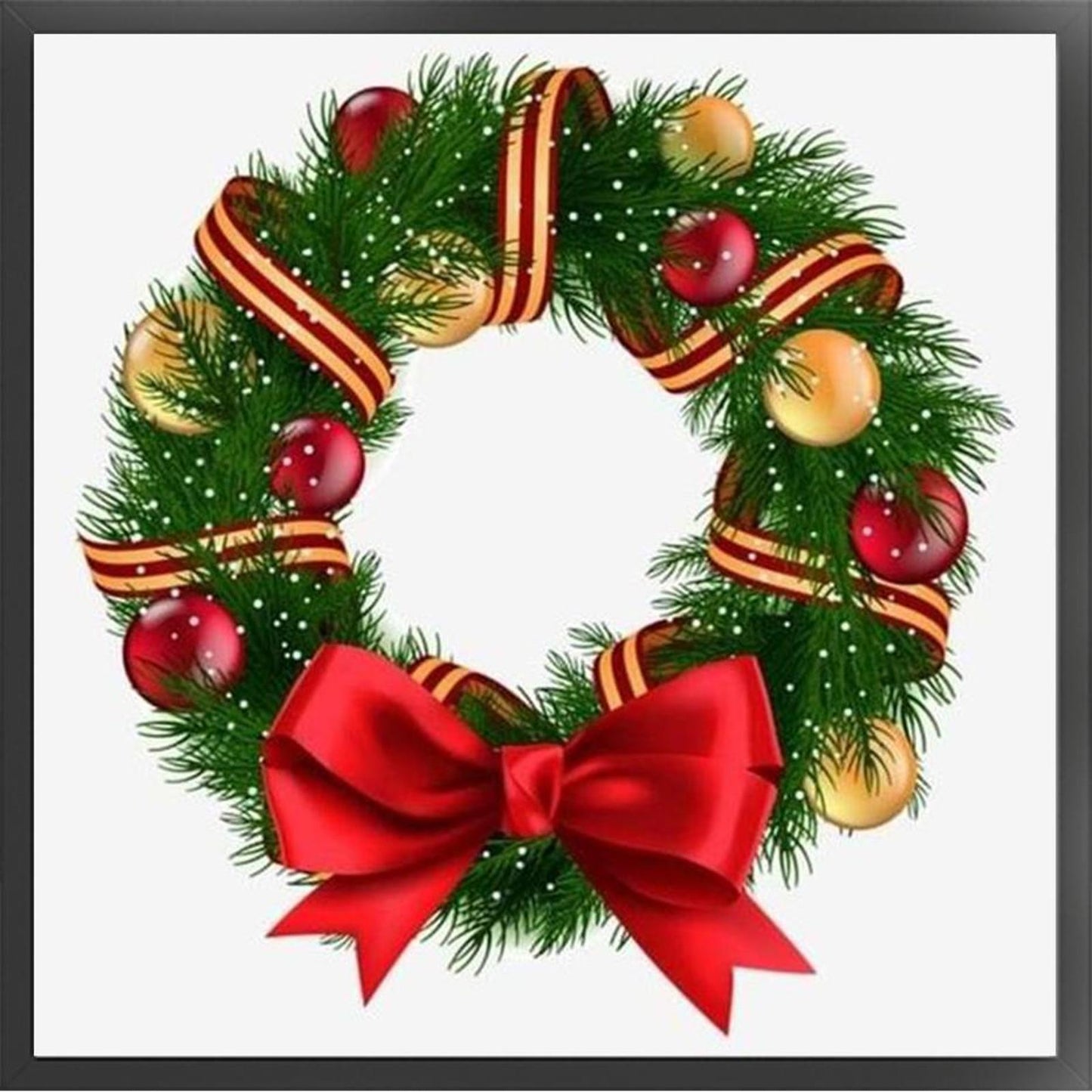 Christmas Wreath And Bow - Full 11CT Counted Cross Stitch 40x40CM - Huacan