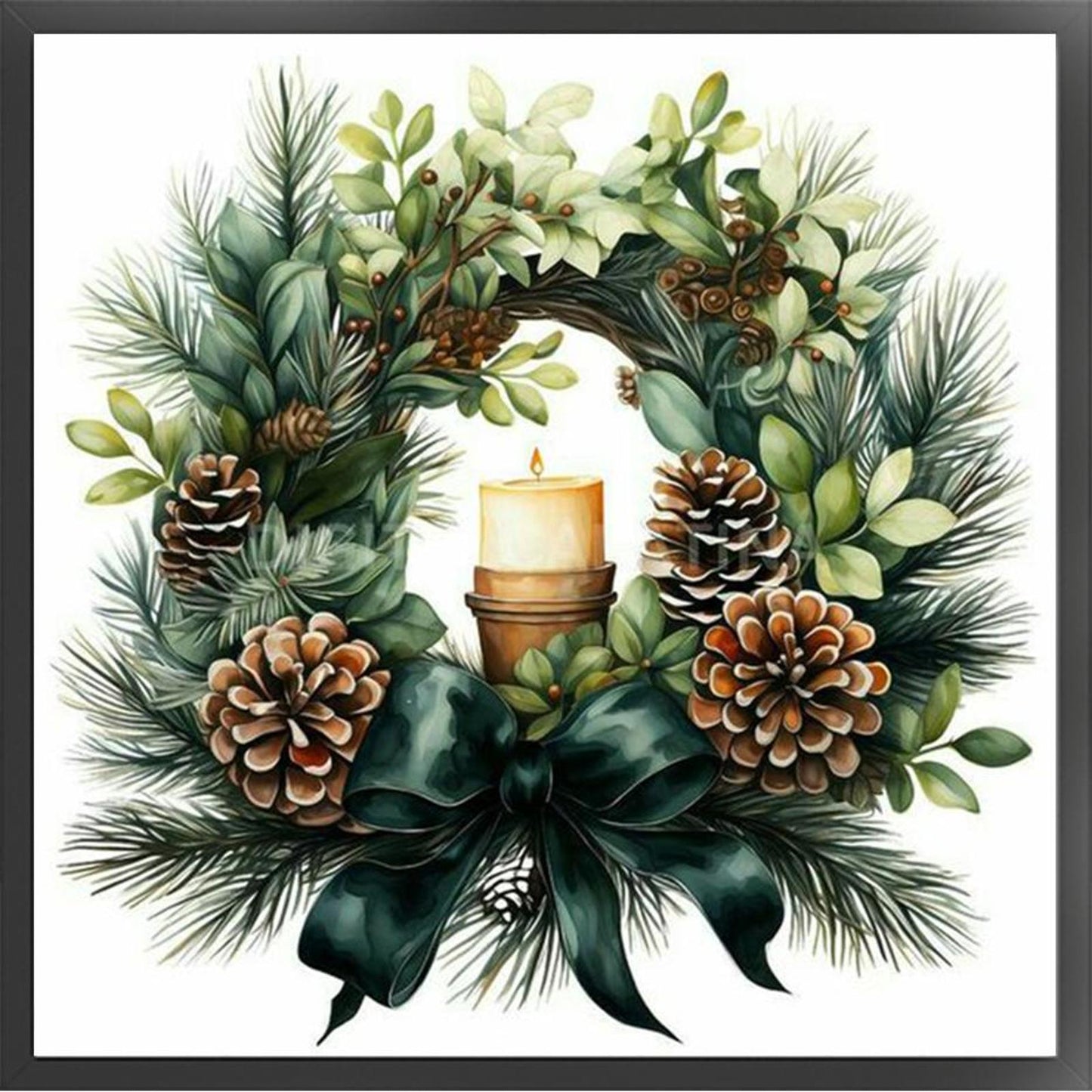 Green Christmas Wreath - Full 11CT Counted Cross Stitch 40x40CM - Huacan
