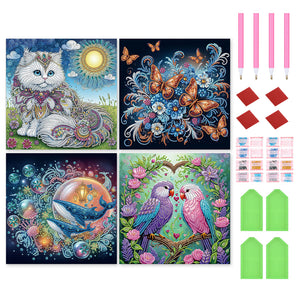 White Cat Butterfly Whale Parrot 30*30CM Special Shaped Drill Diamond Painting Drill Diamond Painting