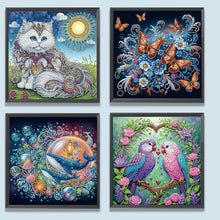 Load image into Gallery viewer, White Cat Butterfly Whale Parrot 30*30CM Special Shaped Drill Diamond Painting Drill Diamond Painting
