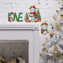Load image into Gallery viewer, Wooden Christmas Snowman Diamond Painting Door Topper Decor for Party Ornament
