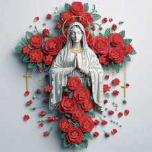 Load image into Gallery viewer, Red Rose Cross Girl 40*40CM Special Shaped Drill Diamond Painting Drill Diamond Painting
