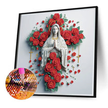 Load image into Gallery viewer, Red Rose Cross Girl 40*40CM Special Shaped Drill Diamond Painting Drill Diamond Painting
