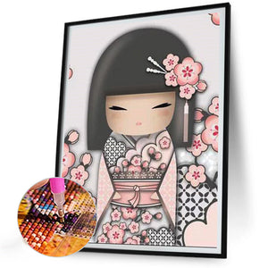 Japanese Style Illustration Girl 30*40CM Full Round Drill Diamond Painting Drill Diamond Painting