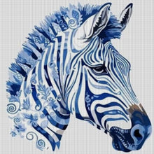 Load image into Gallery viewer, Yishu - Blue And White Porcelain Zebra - 40*40CM 11CT 3 Stamped Cross Stitch
