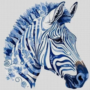 Yishu - Blue And White Porcelain Zebra - 40*40CM 11CT 3 Stamped Cross Stitch