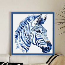 Load image into Gallery viewer, Yishu - Blue And White Porcelain Zebra - 40*40CM 11CT 3 Stamped Cross Stitch
