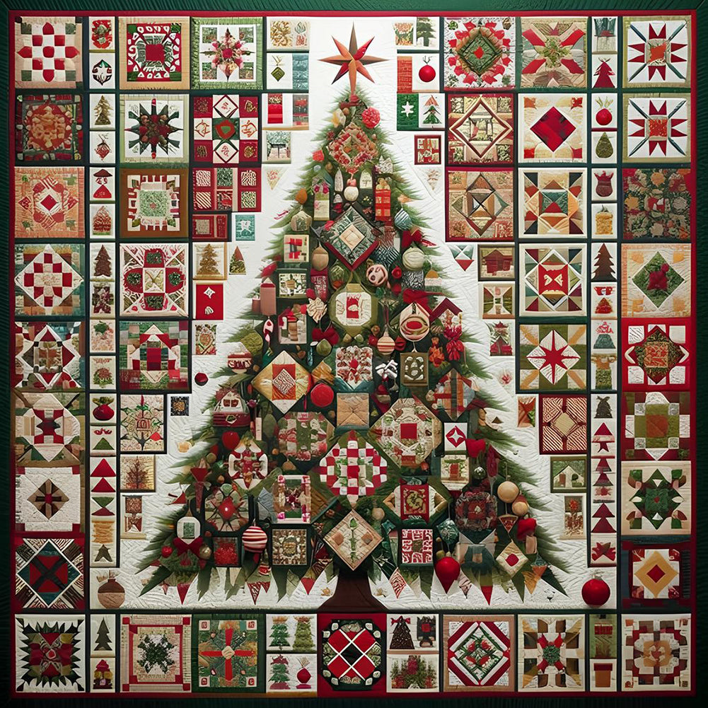 Fabric Christmas Tree 50*50CM(Canvas) Full Round Drill Diamond Painting