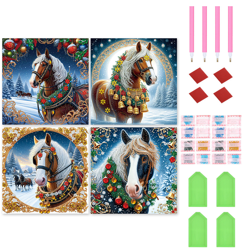 Christmas Horse 40*40CM Special Shaped Drill Diamond Painting Drill Diamond Painting