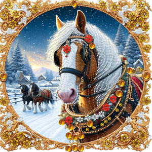 Christmas Horse 40*40CM Special Shaped Drill Diamond Painting Drill Diamond Painting