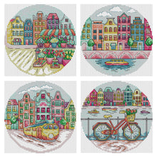 Load image into Gallery viewer, Joy Sunday - Cityscape - 19*19CM 14CT 2 Stamped Cross Stitch
