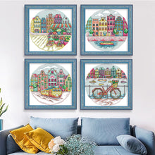 Load image into Gallery viewer, Joy Sunday - Cityscape - 19*19CM 14CT 2 Stamped Cross Stitch

