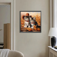 Load image into Gallery viewer, Halloween Pumpkin Kitten 30*30CM Full Round Drill Diamond Painting Drill Diamond Painting
