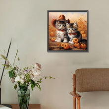 Load image into Gallery viewer, Halloween Pumpkin Kitten 30*30CM Full Round Drill Diamond Painting Drill Diamond Painting
