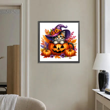 Load image into Gallery viewer, Halloween Pumpkin Kitten 30*30CM Full Round Drill Diamond Painting Drill Diamond Painting
