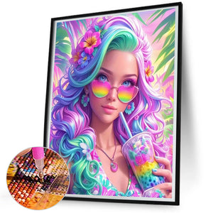 Colorful Girl 45*55CM Full Round Drill Diamond Painting Drill Diamond Painting