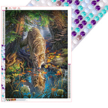 Load image into Gallery viewer, Wolf Drinking Water 55*75CM Full Round Drill Diamond Painting Drill Diamond Painting
