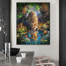 Load image into Gallery viewer, Wolf Drinking Water 55*75CM Full Round Drill Diamond Painting Drill Diamond Painting
