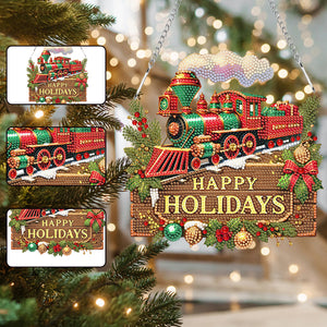 Christmas Acrylic Single-Side Diamond Painting Hanging Pendant Decor (Train)