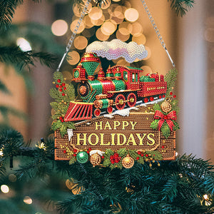 Christmas Acrylic Single-Side Diamond Painting Hanging Pendant Decor (Train)