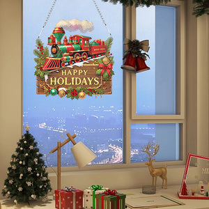 Christmas Acrylic Single-Side Diamond Painting Hanging Pendant Decor (Train)