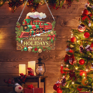 Christmas Acrylic Single-Side Diamond Painting Hanging Pendant Decor (Train)