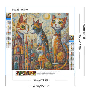 Fantasy Abstract Cat City 40*40CM Full Round Drill Diamond Painting Drill Diamond Painting