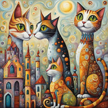 Load image into Gallery viewer, Fantasy Abstract Cat City 40*40CM Full Round Drill Diamond Painting Drill Diamond Painting
