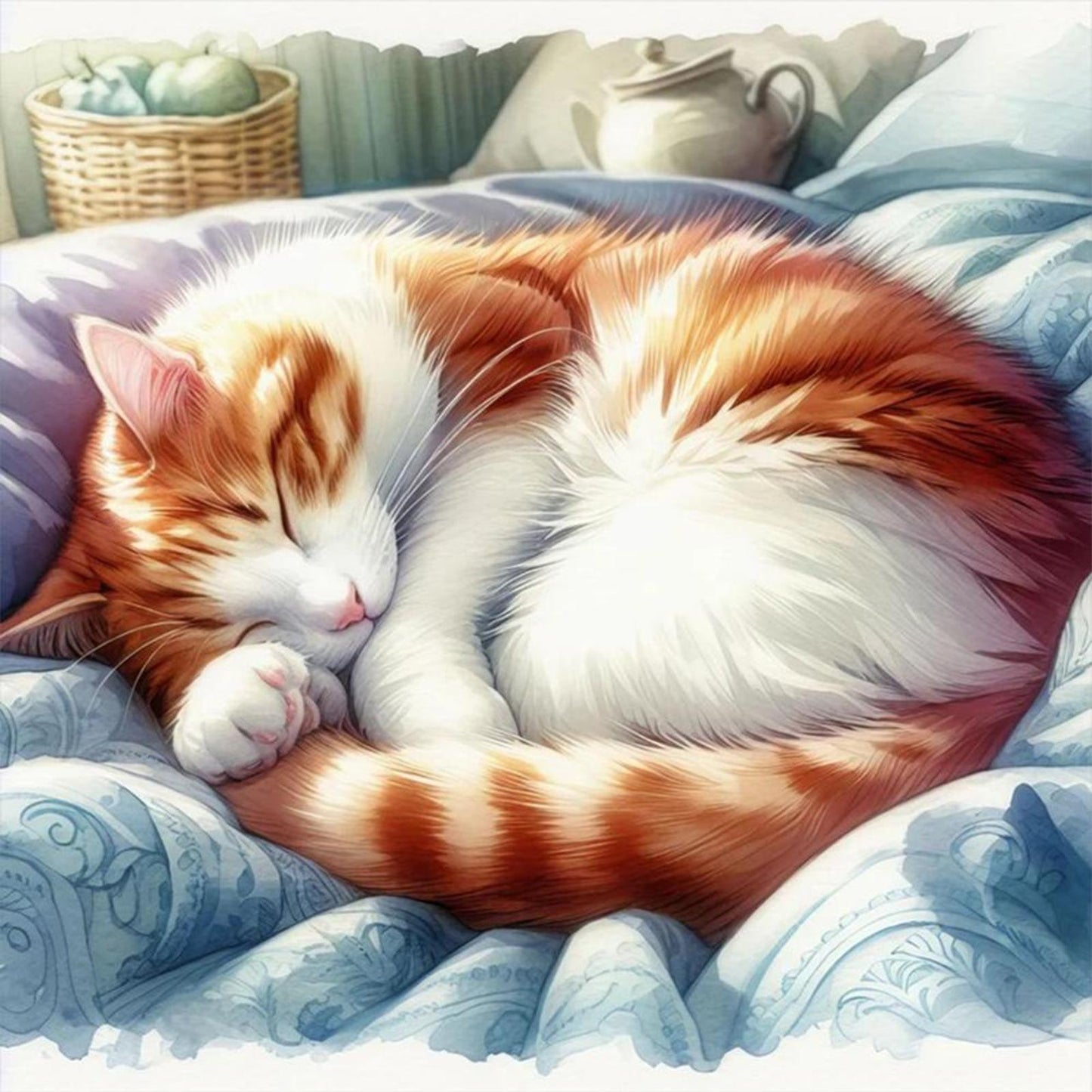 Sleeping Cat - Full 11CT Counted Cross Stitch 40x40CM - Yishu