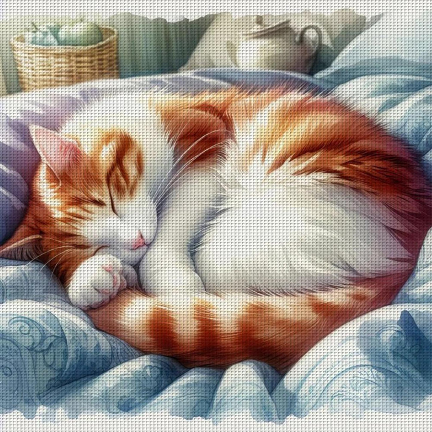 Sleeping Cat - Full 11CT Counted Cross Stitch 40x40CM - Yishu