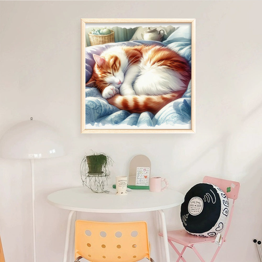 Sleeping Cat - Full 11CT Counted Cross Stitch 40x40CM - Yishu