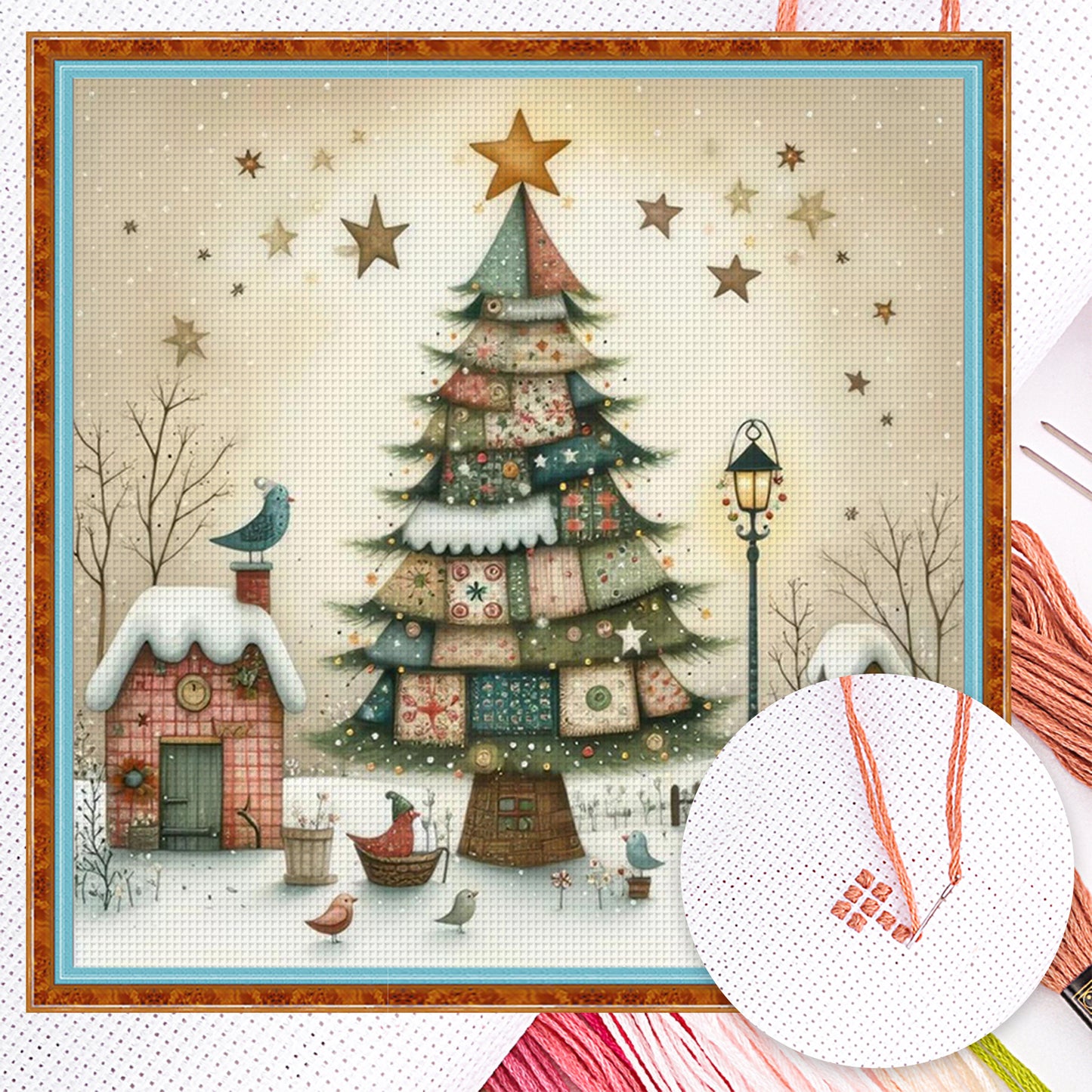 Stitched Christmas Tree - Full 11CT Counted Cross Stitch 50x50CM - Yishu