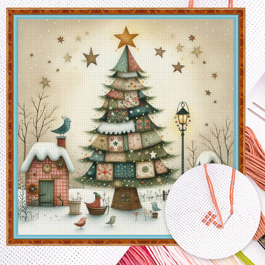 Stitched Christmas Tree - Full 11CT Counted Cross Stitch 50x50CM - Yishu