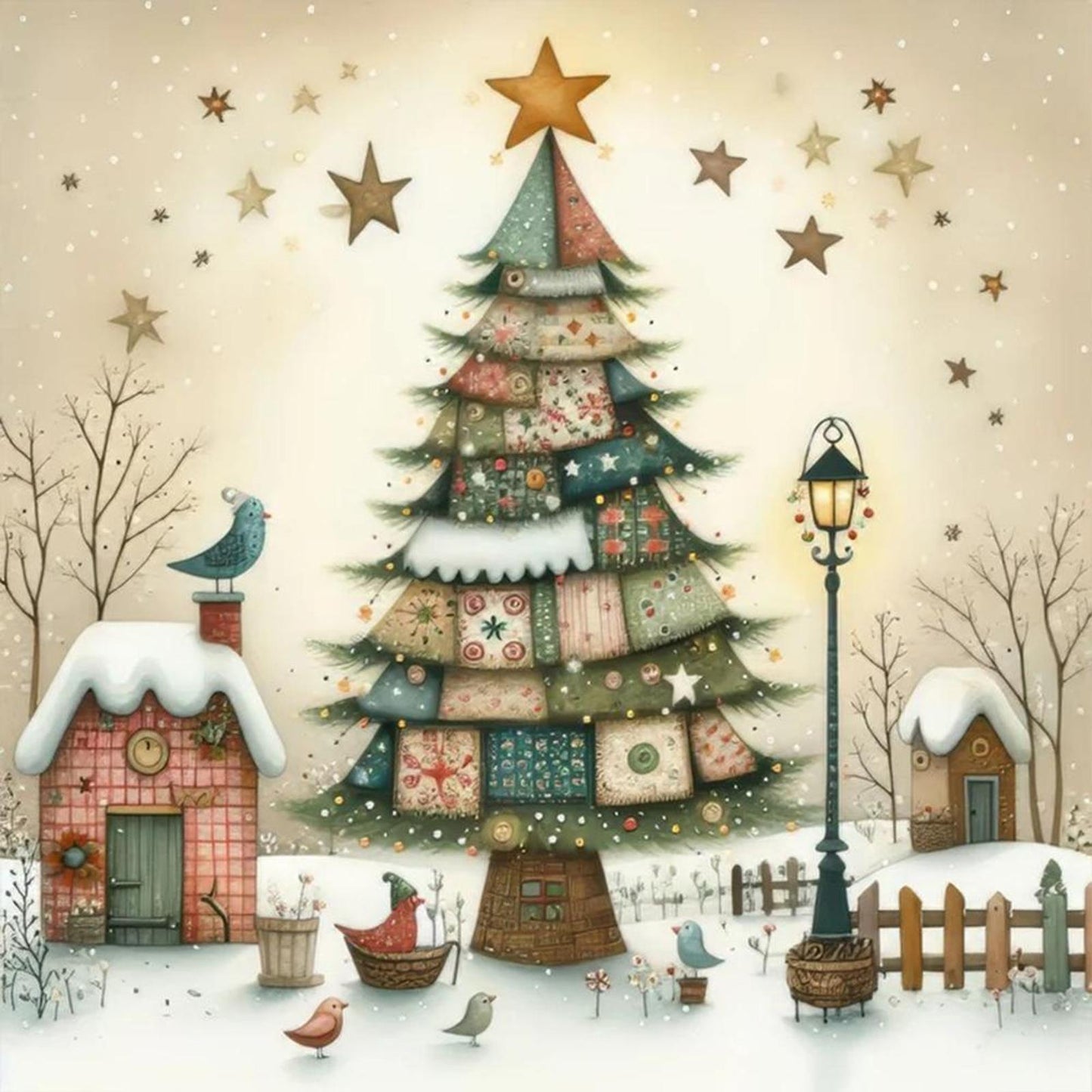 Stitched Christmas Tree - Full 11CT Counted Cross Stitch 50x50CM - Yishu