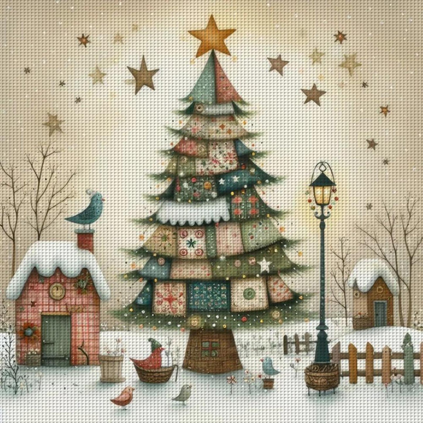 Stitched Christmas Tree - Full 11CT Counted Cross Stitch 50x50CM - Yishu