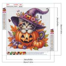 Load image into Gallery viewer, Halloween Pumpkin Kitten 30*30CM Full Round Drill Diamond Painting Drill Diamond Painting
